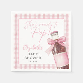 Ready To Pop Pink Bow Soda Bottle Baby Shower スタンダードカクテルナプキン