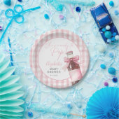 Ready To Pop Pink Bow Soda Bottle Baby Shower ペーパープレート (パーティー)
