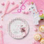 Ready To Pop Pink Bow Soda Bottle Baby Shower ペーパープレート (パーティー)