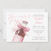 Ready To Pop Pink Soda Bottle QR Code Baby Shower 招待状 (正面)
