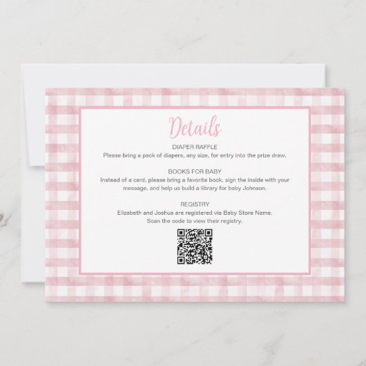 Ready To Pop Pink Soda Bottle QR Code Baby Shower 招待状 (裏面)