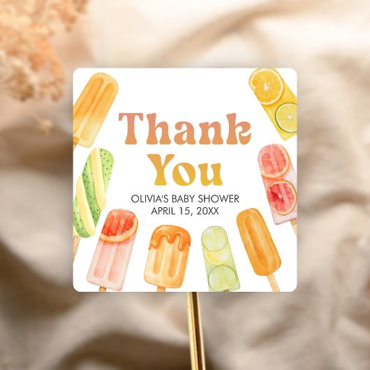 Ready to Pop Popsicle Baby Shower スクエアシール