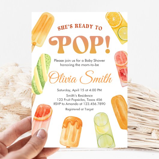 Ready to Pop Popsicle Baby Shower 招待状