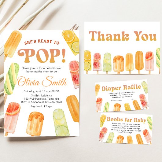 Ready to Pop Popsicle Baby Shower 招待状