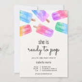 Ready to Pop Popsicle Baby Shower 招待状 (正面)