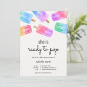 Ready to Pop Popsicle Baby Shower 招待状 (スタンド正面)