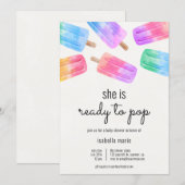 Ready to Pop Popsicle Baby Shower 招待状 (正面/裏面)