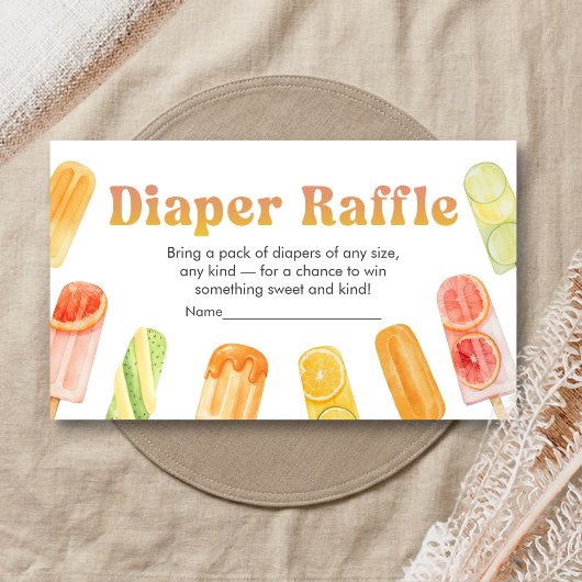 Ready to Pop Popsicle Baby Shower Diaper Raffle エンクロージャーカード