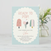 Ready to Pop Popsicle Baby Shower Invitation Mint 招待状 (スタンド正面)
