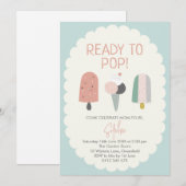 Ready to Pop Popsicle Baby Shower Invitation Mint 招待状 (正面/裏面)