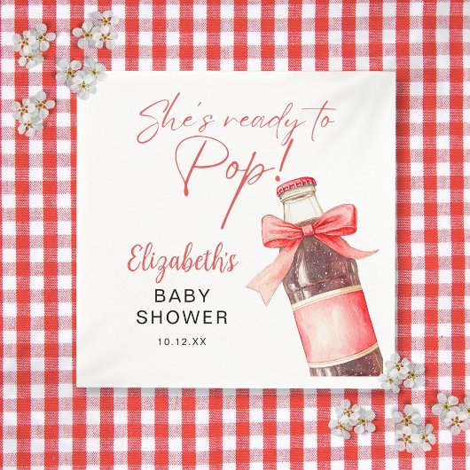 Ready To Pop Red Bow Soda Bottle Baby Shower スタンダードカクテルナプキン