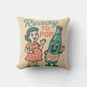 Ready to Pop Retro 1950s Maternity Baby Shower  クッション (正面)
