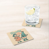 Ready to Pop Retro 1950s Maternity Baby Shower  スクエアペーパーコースター (インサイチュ)