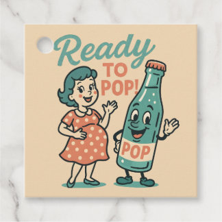 Ready to Pop Retro 1950s Maternity Baby Shower  フェイバータグ