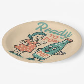 Ready to Pop Retro 1950s Maternity Baby Shower  ペーパープレート (アングル)