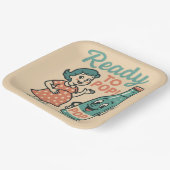 Ready to Pop Retro 1950s Maternity Baby Shower  ペーパープレート (傾斜あり)