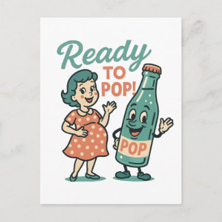 Ready to Pop Retro 1950s Maternity Baby Shower  案内ポストカード