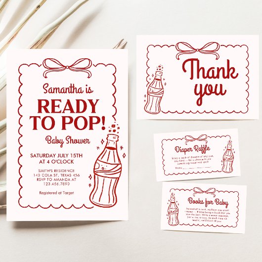 Ready to Pop Soda Baby Shower 招待状