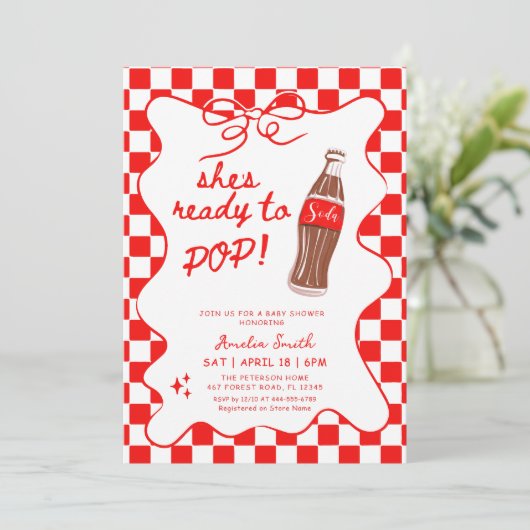 Ready to Pop Soda Baby shower 招待状 (スタンド正面)
