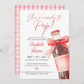 Ready To Pop Soda Bottle Red Bow Baby Shower 招待状 (正面/裏面)