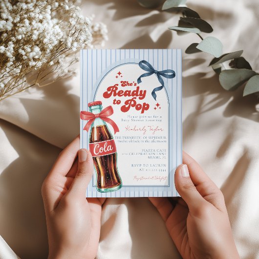 Ready to Pop Soda Boy Baby shower Invitation 招待状