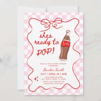 Ready to Pop Soda girl Baby shower 招待状