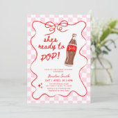 Ready to Pop Soda girl Baby shower 招待状 (スタンド正面)