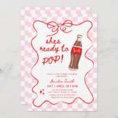 Ready to Pop Soda girl Baby shower 招待状 (正面/裏面)