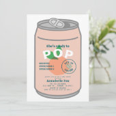 Ready to Pop Soda Pop Can White Girl Baby Shower 招待状 (スタンド正面)