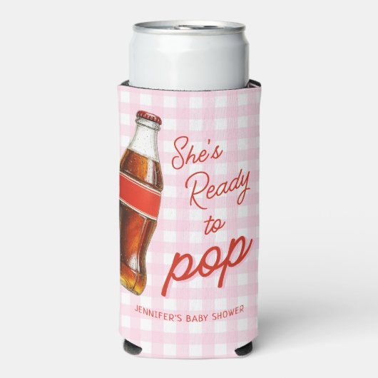 Ready To Pop Soda Pop Cola Girl Baby Shower スリム缶クーラー (Seltzer正面)