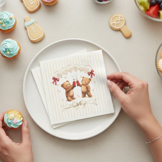 Ready to Pop Teddy Bears Baby Shower Napkins スタンダードカクテルナプキン