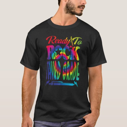 Ready To Rock三級新学期絞り染め Tシャツ (正面)
