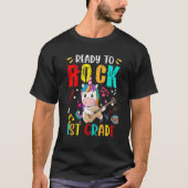 Ready To Rock 1st Grade Unicorn Playing Guitar Tシャツ (正面)