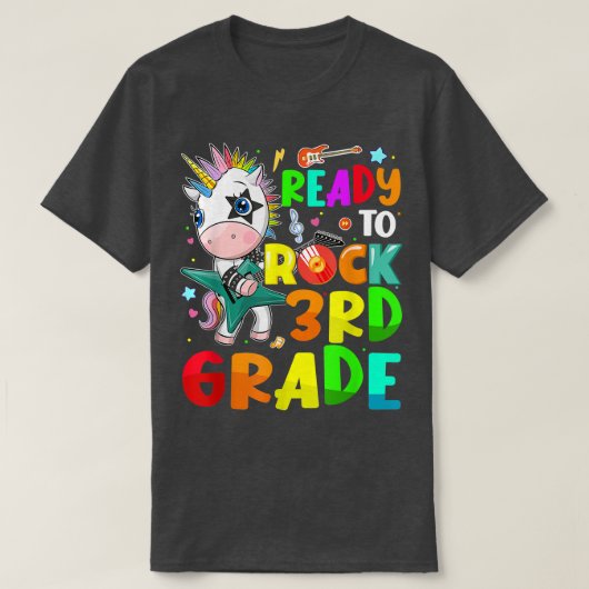 Ready To Rock 3年生ユニコーン魔法初日 Tシャツ (デザイン正面)
