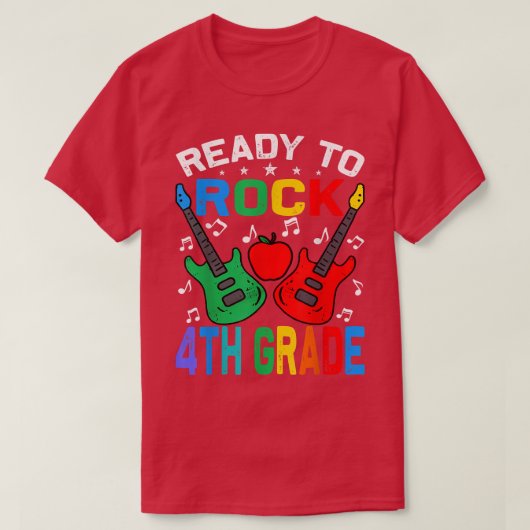 Ready To Rock 4th Grade Back To School Guitar  Tシャツ (デザイン正面)