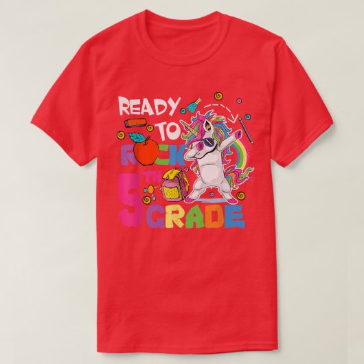 Ready To Rock 5年生かわいいユニコーンダビング5年生 Tシャツ (デザイン正面)