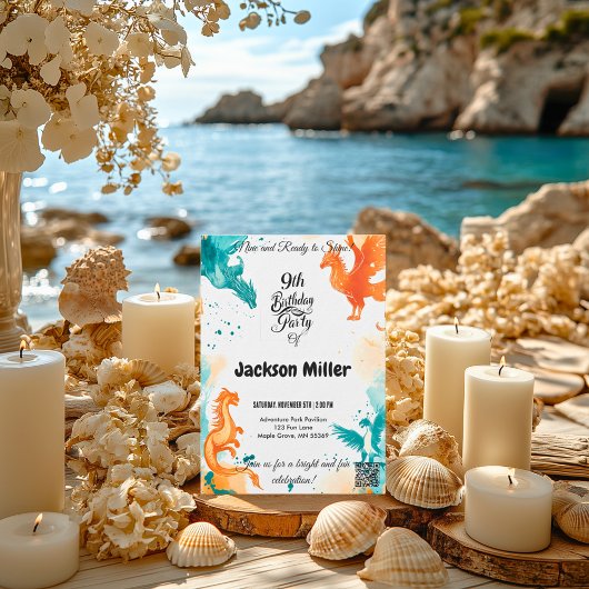 Ready to Shine 9th誕生日ターコイズとMarigold 招待状