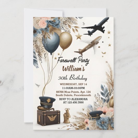 Ready Travel Surprise Globeお別れ30th Birthday 招待状 (正面)