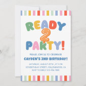 Ready Two Party Colorful 2nd Birthday 招待状 (正面)