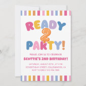 Ready Two Party Colorful 2nd Birthday 招待状 (正面)