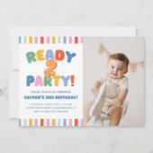 Ready Two Party Colorful 2nd Birthday Photo 招待状 (正面)