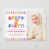 Ready Two Party Colorful 2nd Birthday Photo 招待状 (正面)