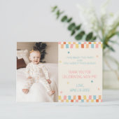 Ready Two Party Colorful Birthday with Photo サンキューカード (スタンド正面)