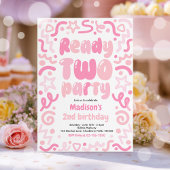 Ready Two Party Confetti Balloon 2nd Birthday  招待状