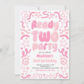 Ready Two Party Confetti Balloon 2nd Birthday  招待状 (正面)