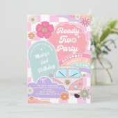 Ready Two Party Rainbow Daisy 2nd Birthday 招待状 (スタンド正面)