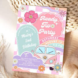 Ready Two Party Rainbow Daisy 2nd Birthday 招待状