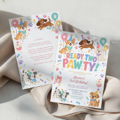 Ready Two Pawty 子犬テーマ 2歳の誕生日パーティー 招待状