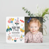 Ready Two Pawty Dogs & Cat Photo 2nd Birthday 招待状 (スタンド正面)