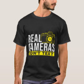 Real Cameras Don't Text Cool Photography  Tシャツ (正面)